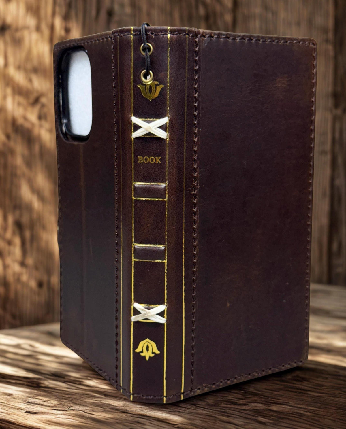 Vintage Book Style Leather iPhone Wallet Case