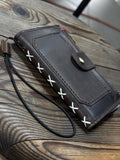 Handmade Leather Wallet Case for Galaxy: Book Design, Card Slots