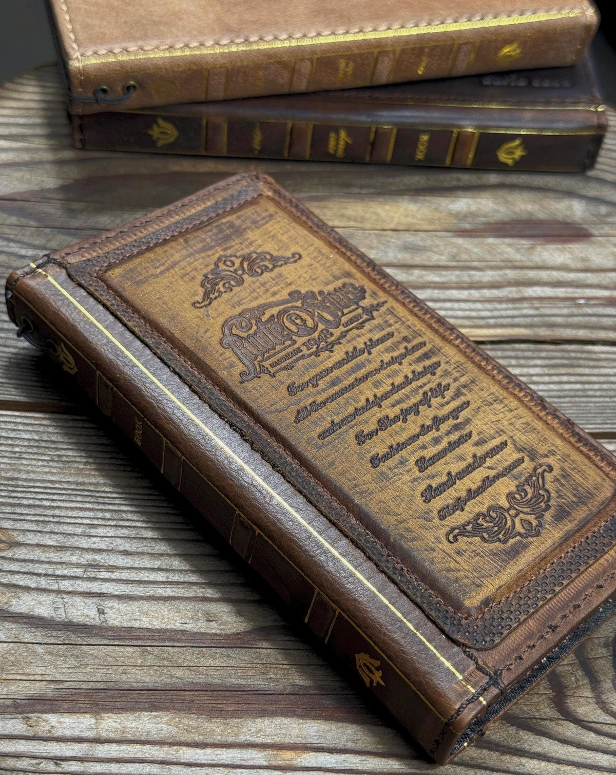 Genuine Leather Wallet Case for Google Pixel: Vintage Book Design