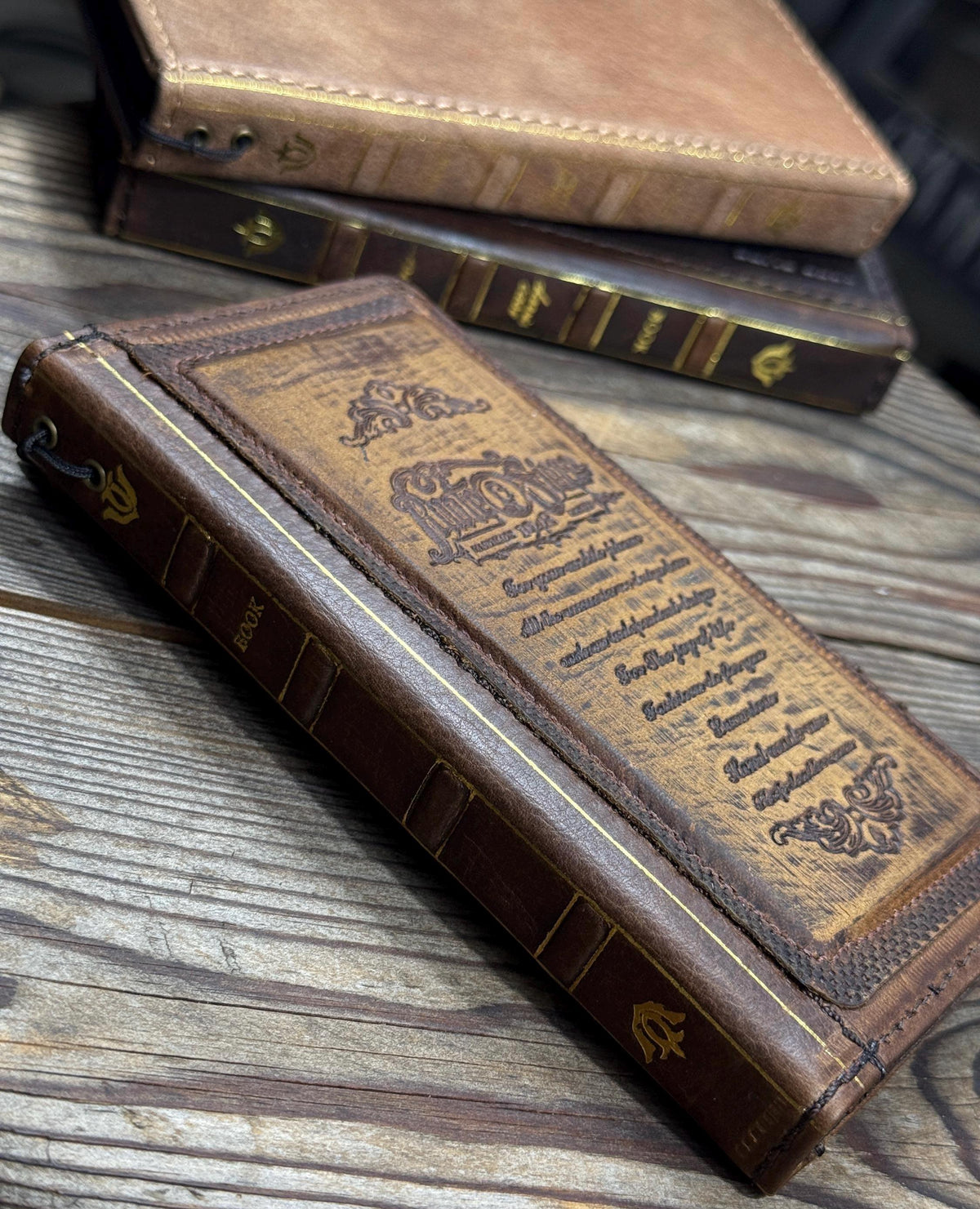 Genuine Leather Wallet Case for Google Pixel: Vintage Book Design