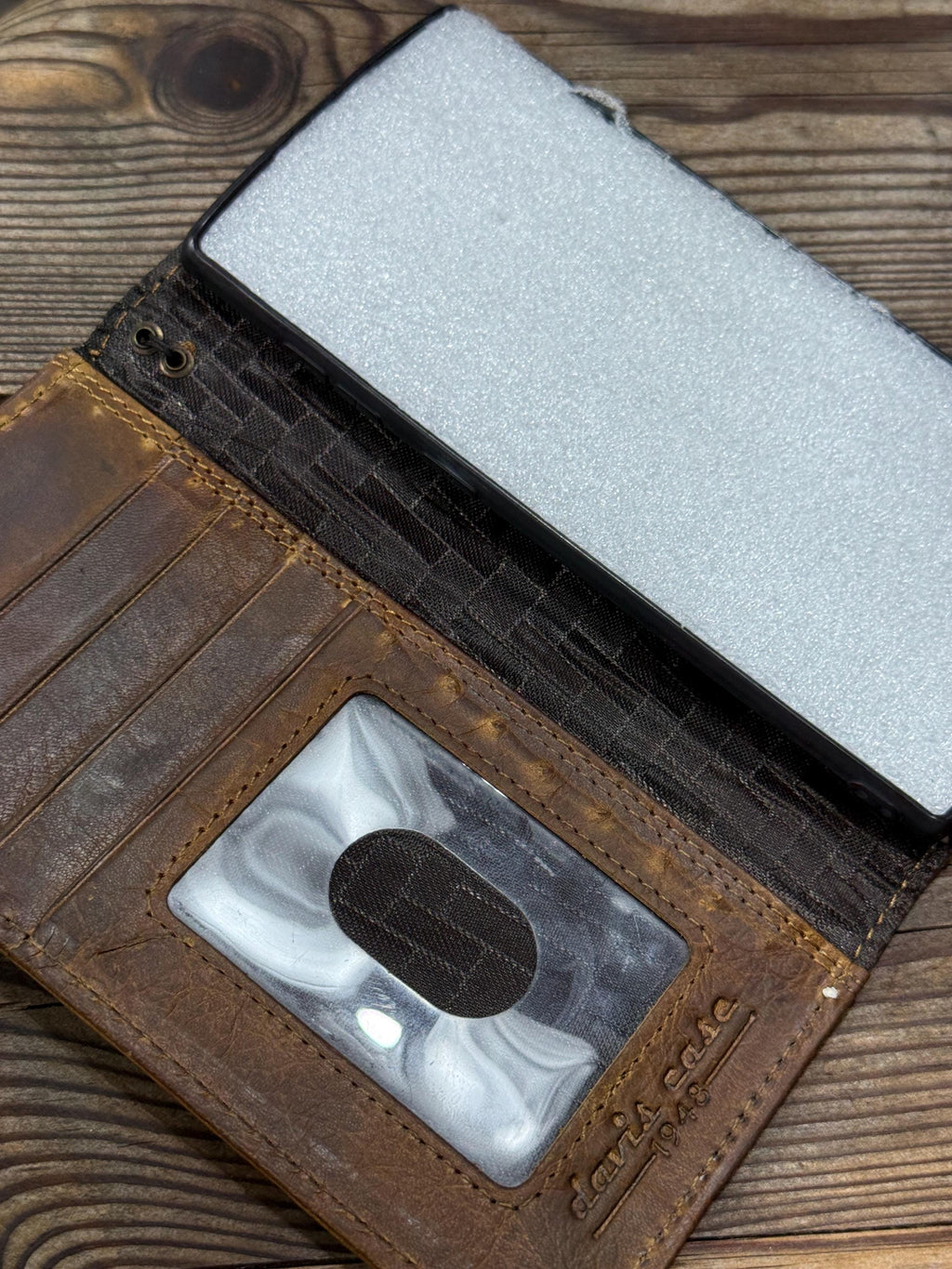 Handmade Leather Wallet Case for Galaxy: Book Design, Card Slots