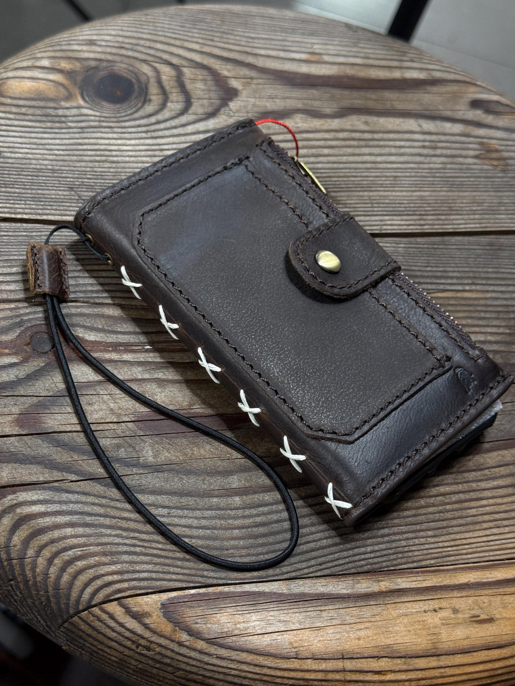 Handmade Leather Wallet Case for Galaxy: Book Design, Card Slots