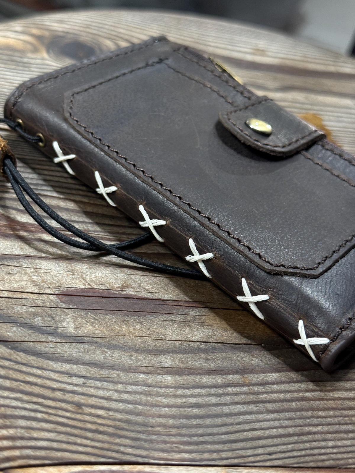 Handmade Leather Wallet Case for Galaxy: Book Design, Card Slots
