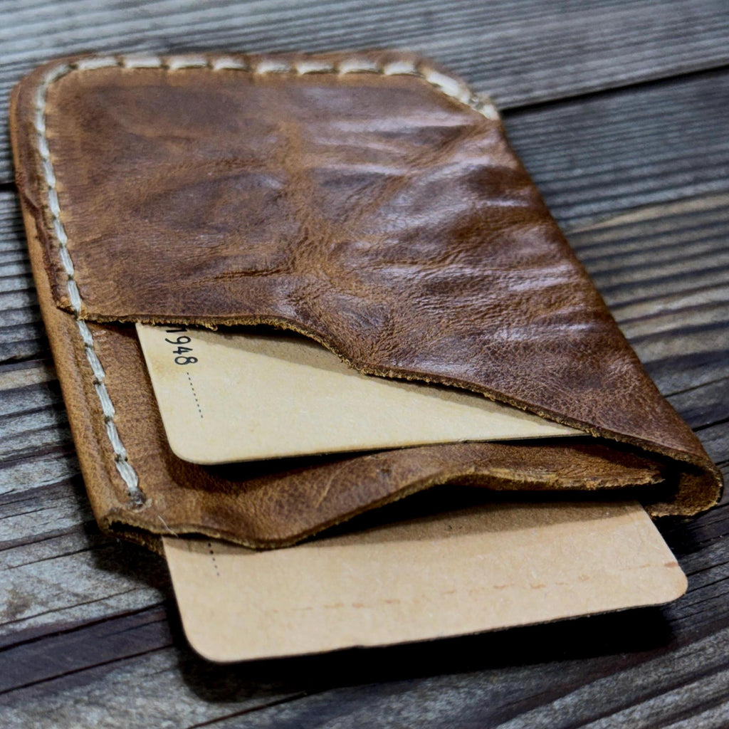 Handmade Leather Mini Card Wallet – Slim Genuine Leather Gift