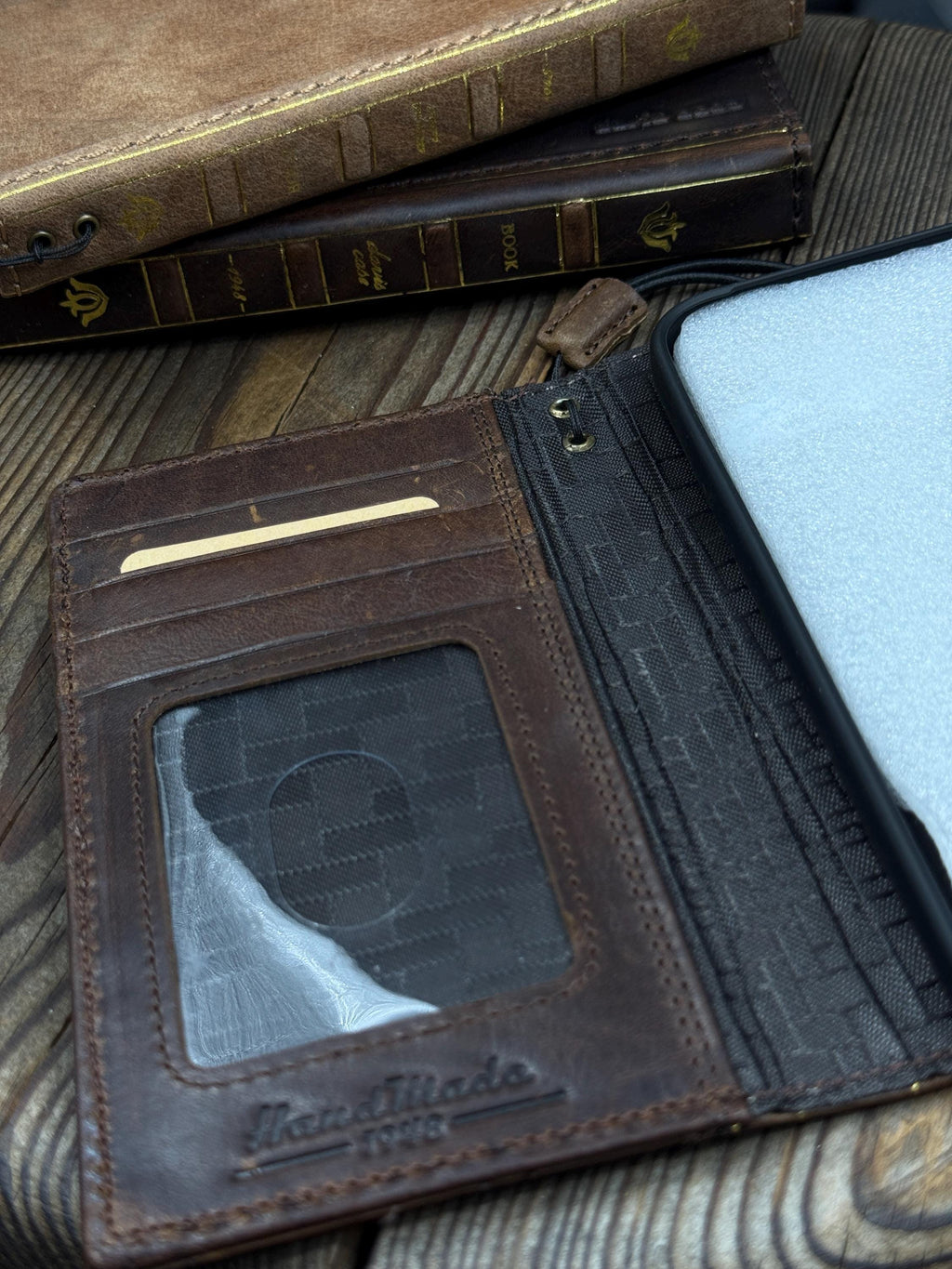 Genuine Leather Wallet Case for Google Pixel: Vintage Book Design