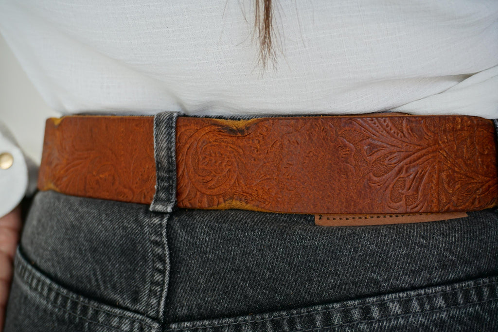 Vintage Leather Belt, Handmade Polished Buckle, Limited Edition