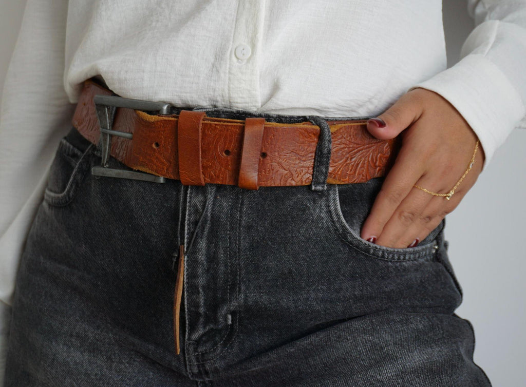 Vintage Leather Belt, Handmade Polished Buckle, Limited Edition