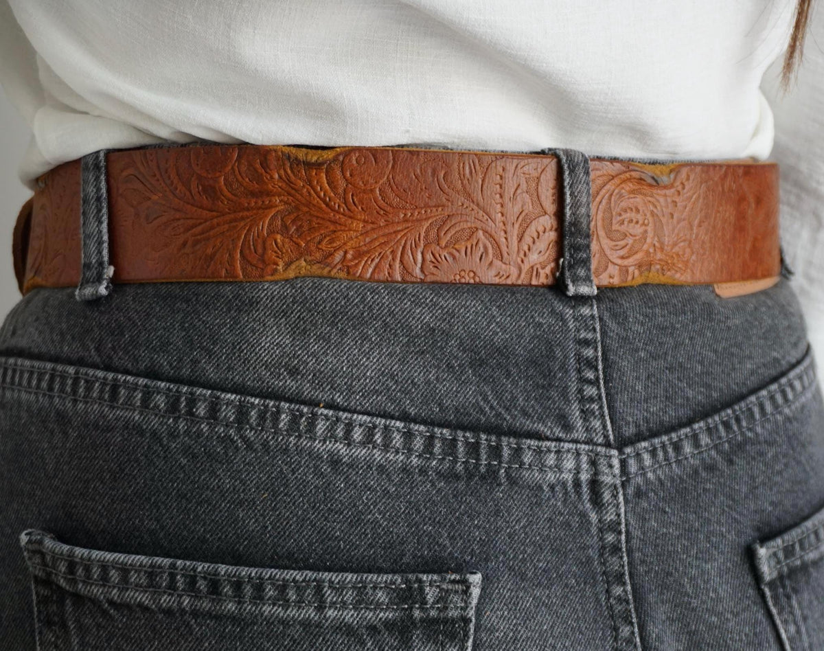 Vintage Leather Belt, Handmade Polished Buckle, Limited Edition