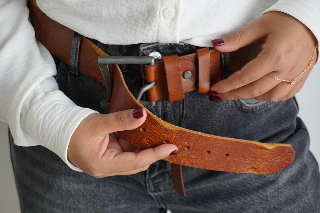 Vintage Leather Belt, Handmade Polished Buckle, Limited Edition