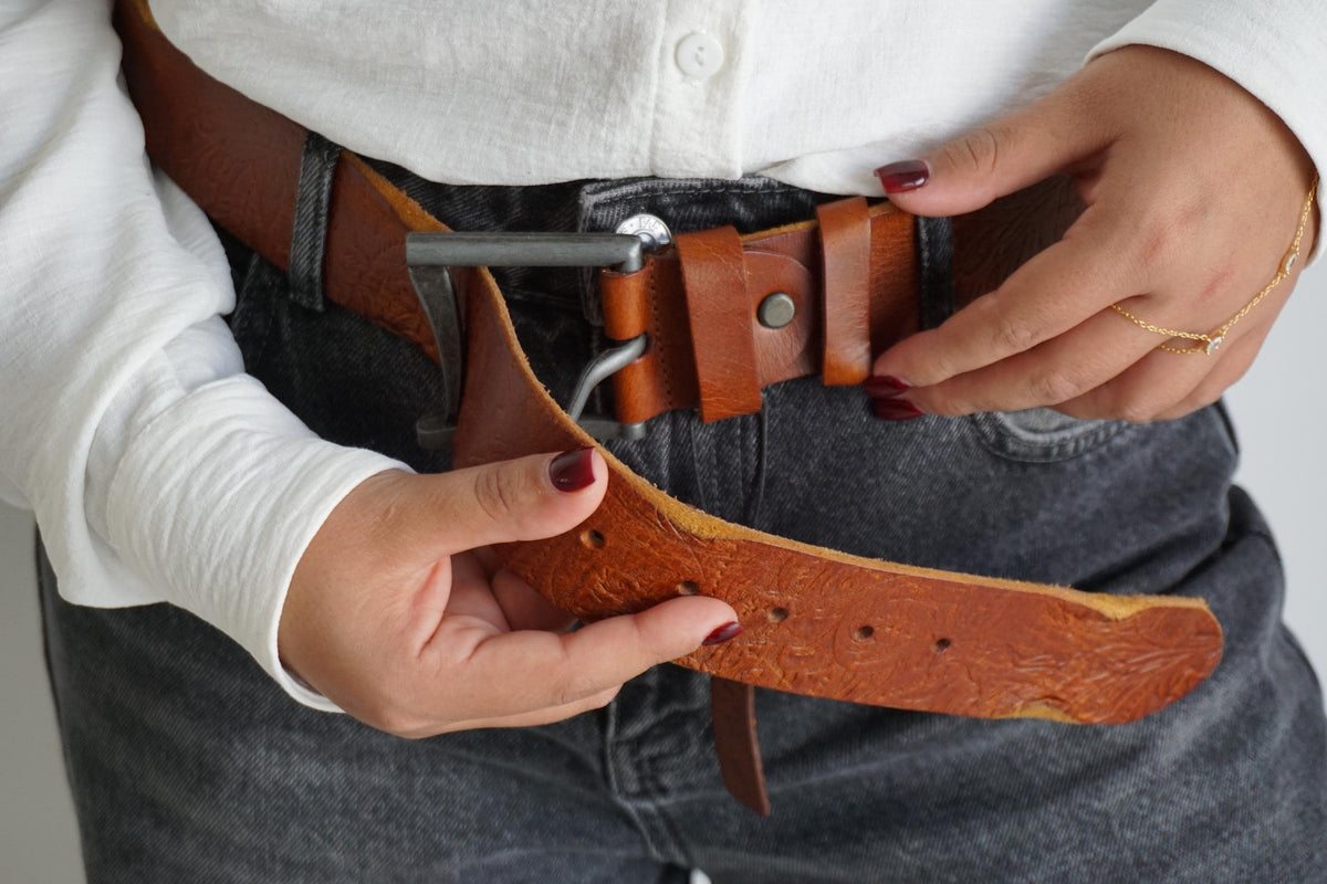 Vintage Leather Belt, Handmade Polished Buckle, Limited Edition