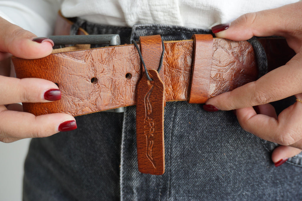 Vintage Leather Belt, Handmade Polished Buckle, Limited Edition