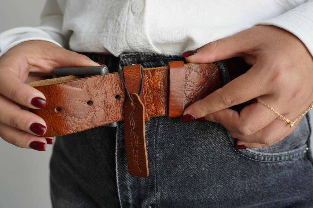 Vintage Leather Belt, Handmade Polished Buckle, Limited Edition