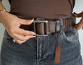 Handmade Brown Leather Belt, Crocodile Look, Limited Edition