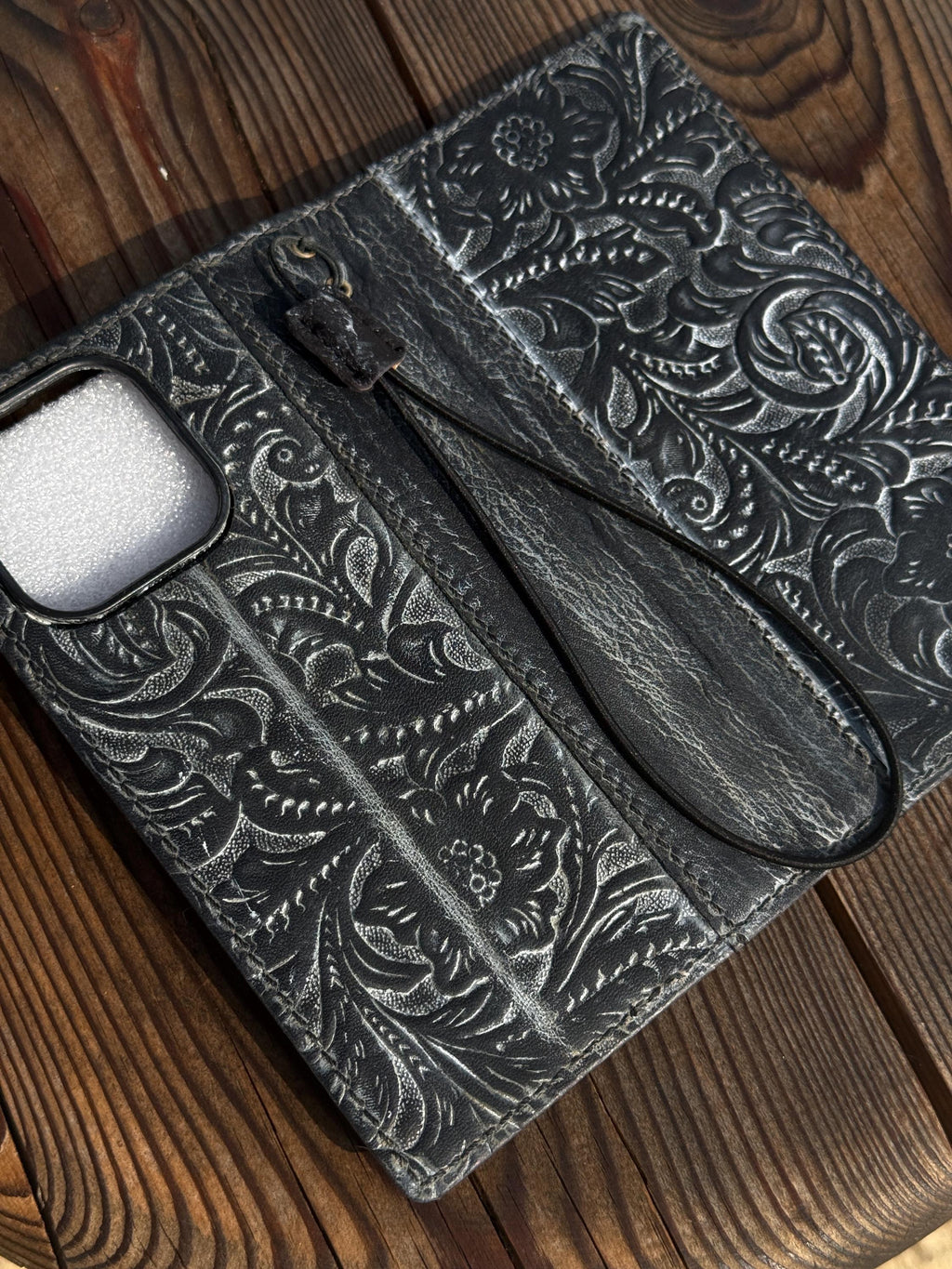 Handmade Leather Wallet Case for Galaxy Z Fold 2/3/4/5/6/7 - Polish Art Design