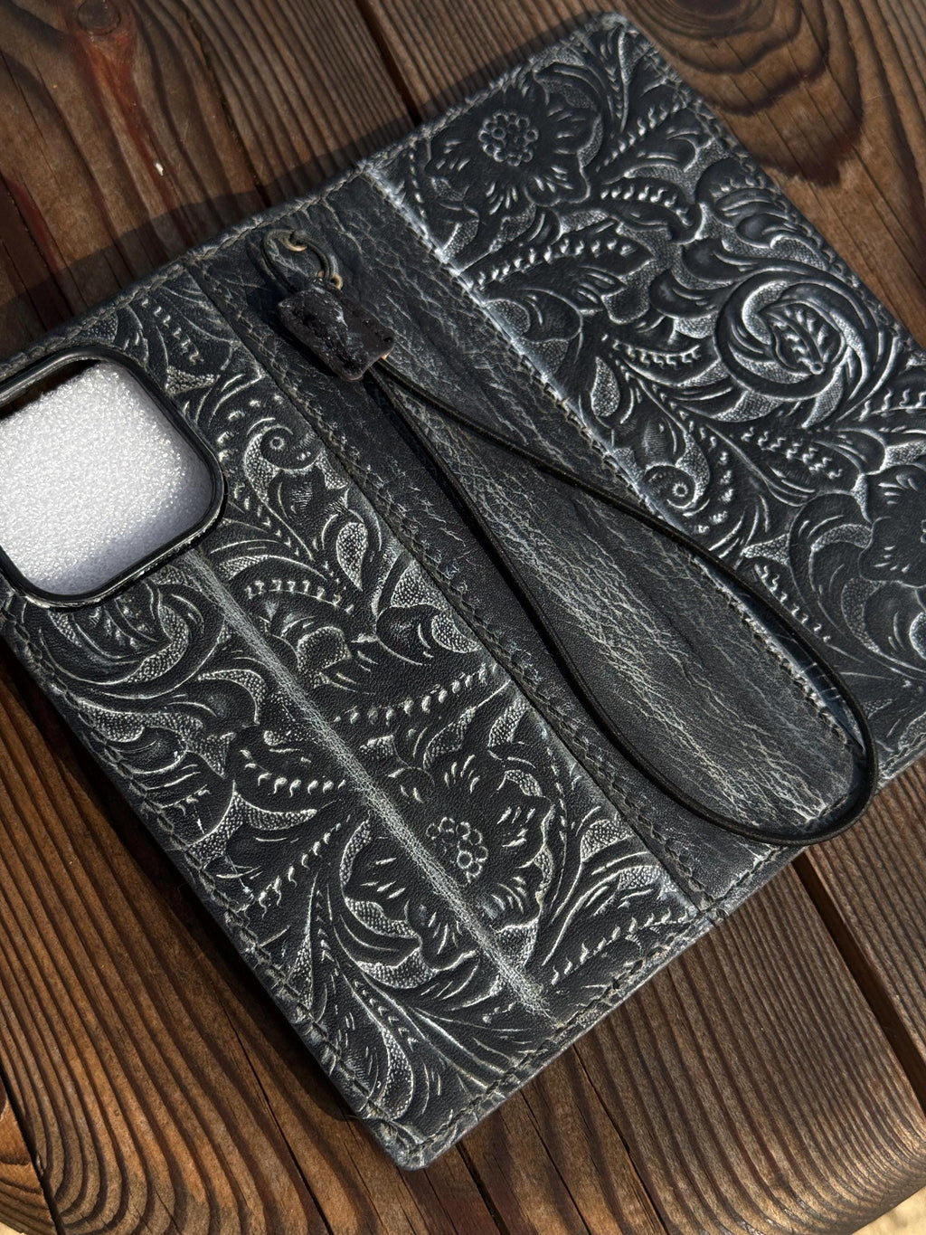 Handmade Leather Wallet Case for Galaxy Z Fold 2/3/4/5/6/7 - Polish Art Design