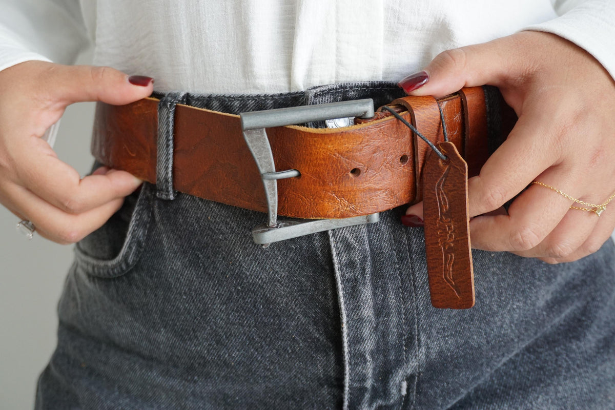 Vintage Leather Belt, Handmade Pleated Waist Belt, Limited Edition