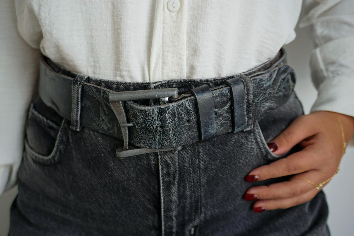 Vintage Leather Belt, Handmade Polished Buckle, Limited Edition