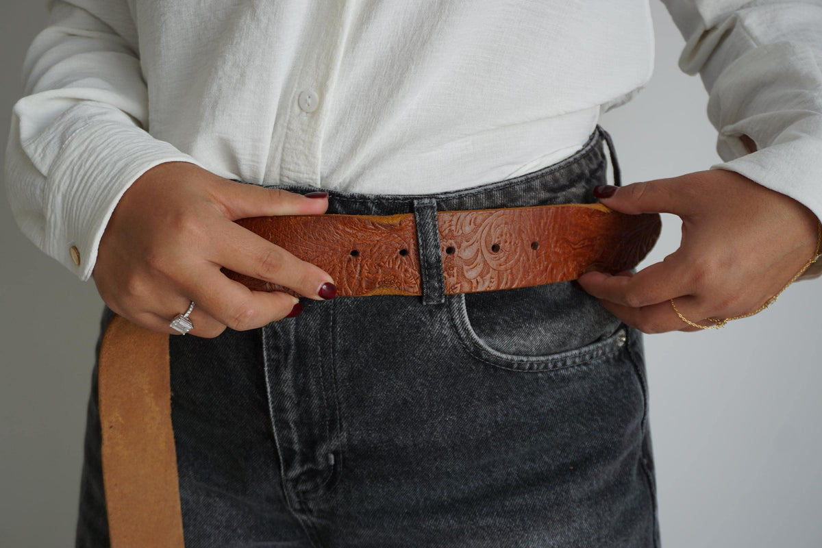 Vintage Leather Belt, Handmade Polished Buckle, Limited Edition