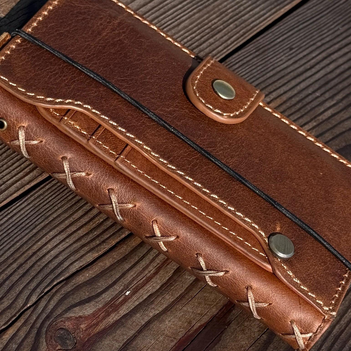Handmade Leather Wallet Case for OnePlus: Wireless Charge, Card Slots