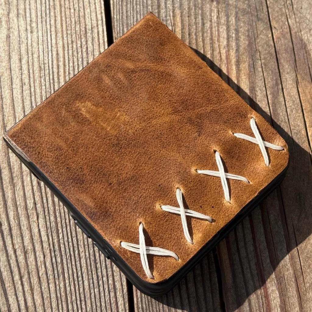 Handmade Leather Galaxy Z Flip Wallet Case: Tree of Life Design