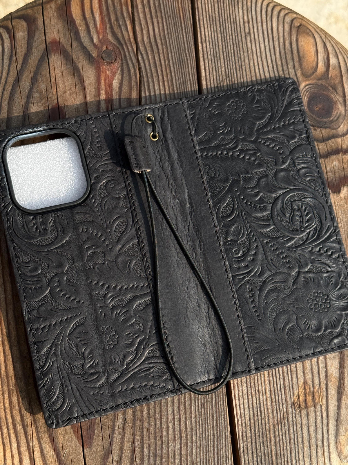 Handmade Leather Wallet Case for Galaxy Z Fold 2/3/4/5/6/7 - Polish Art Design