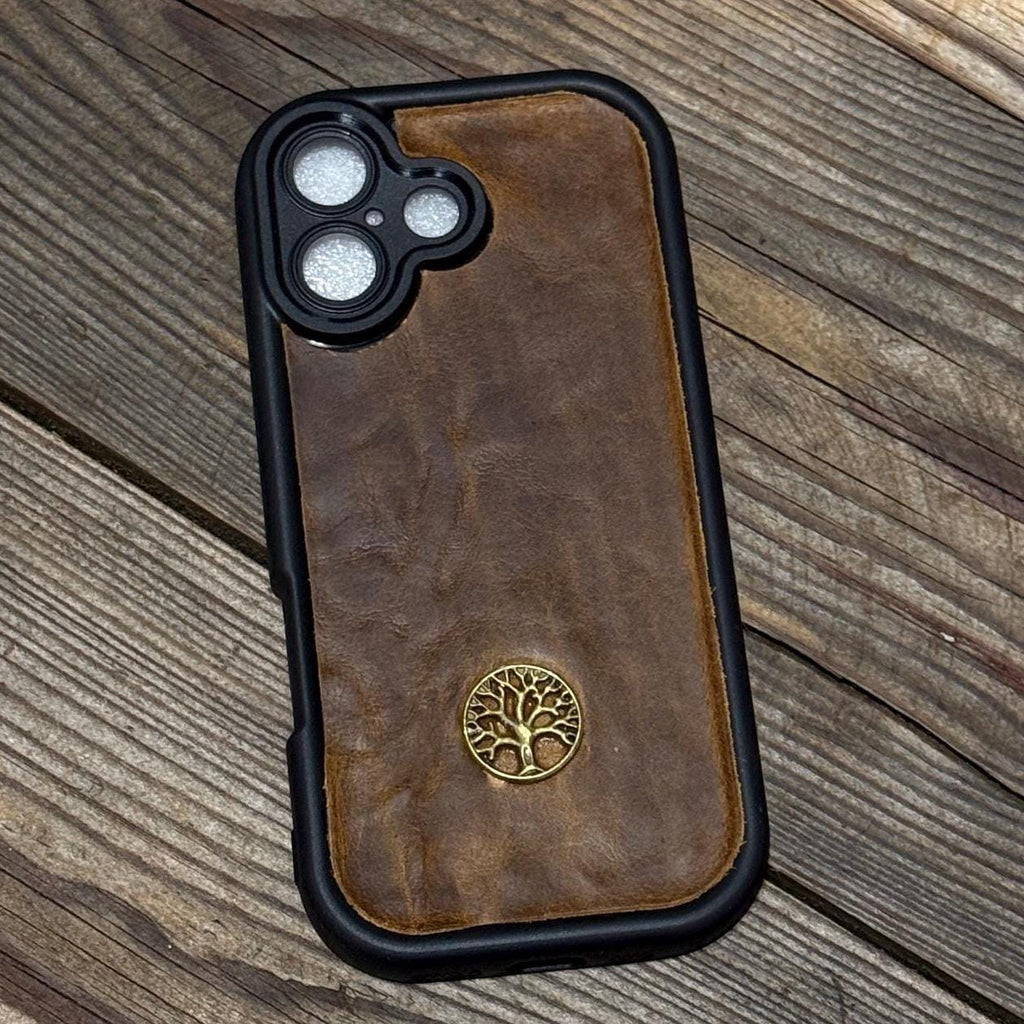 Handmade Leather iPhone Case: Tree of Life Art