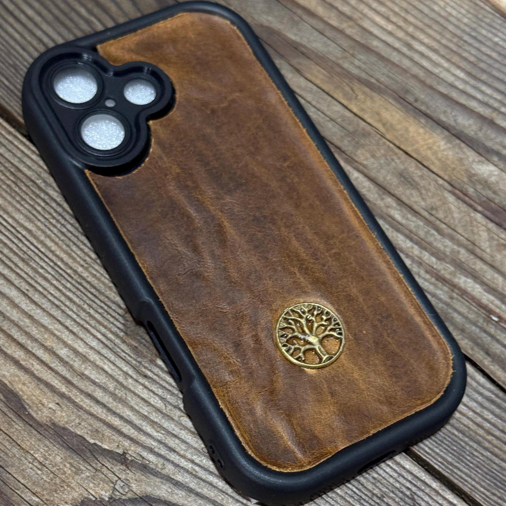 Handmade Leather iPhone Case: Tree of Life Art