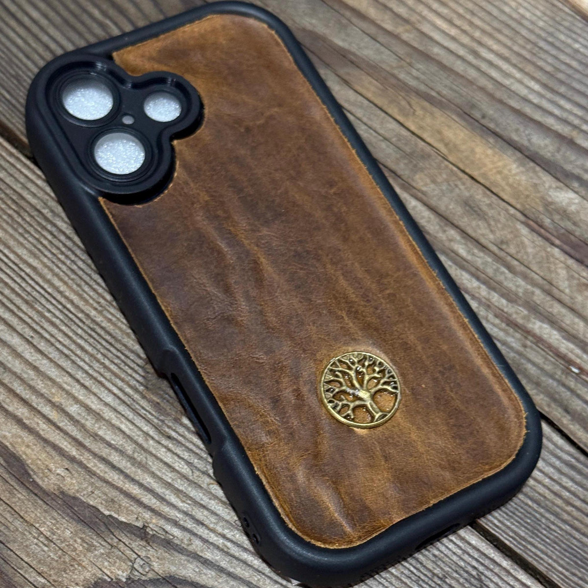 Handmade Leather iPhone Case: Tree of Life Art