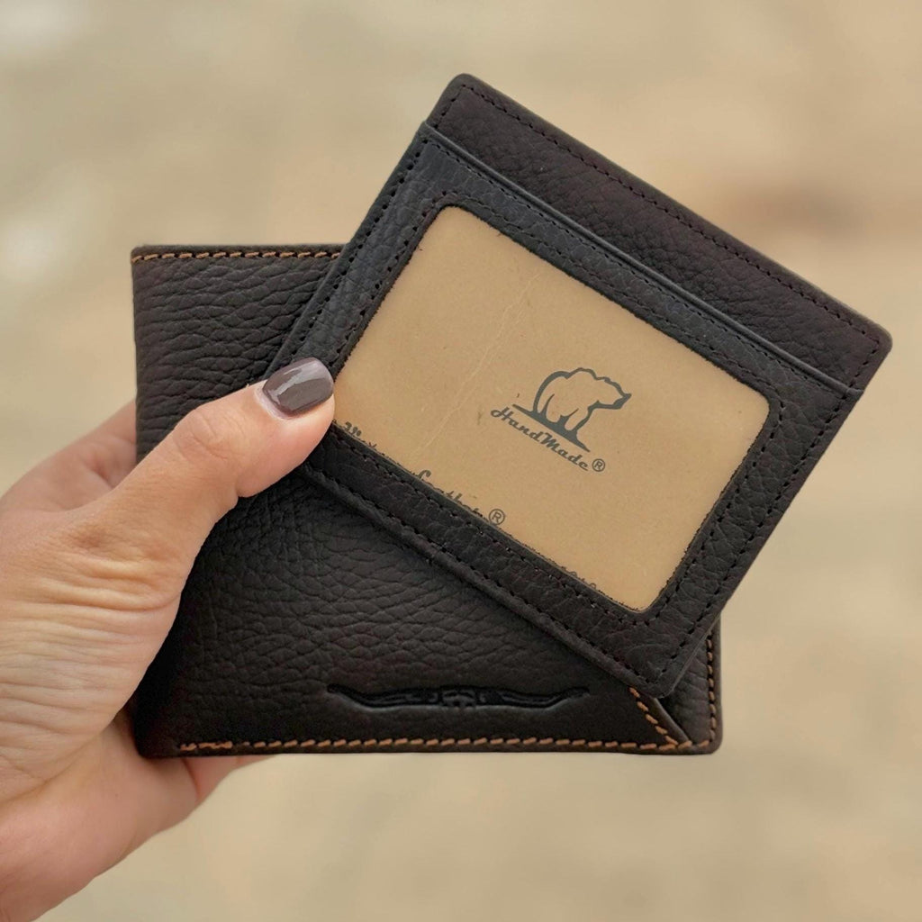 2 in 1 Leather Wallet Slim Removable Card Holder Minimalist Bifold Compact Everyday Wallet