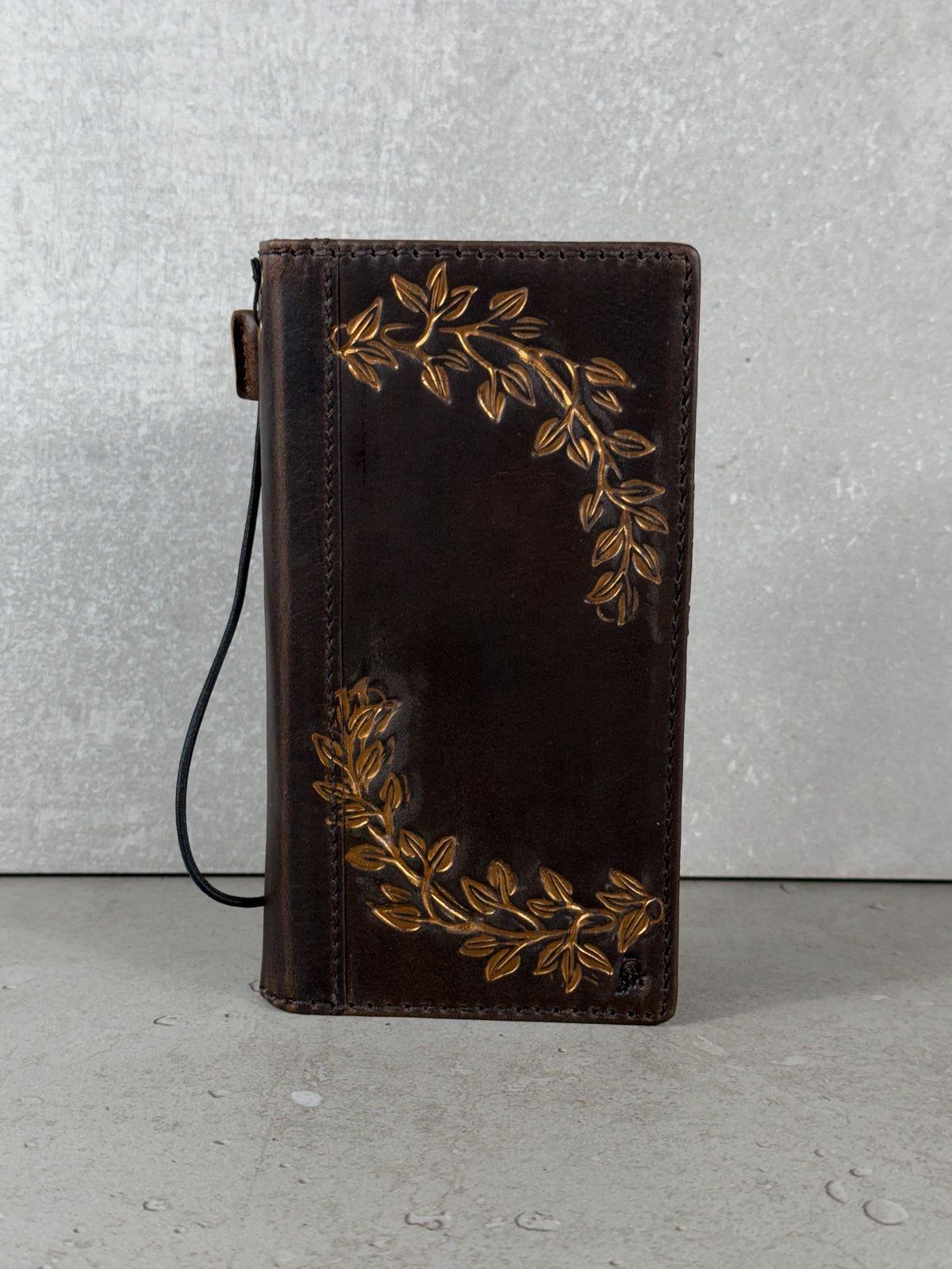 Handmade Leather Wallet Case: Floral Book Design for Galaxy S21/S22/S23/S24/S25