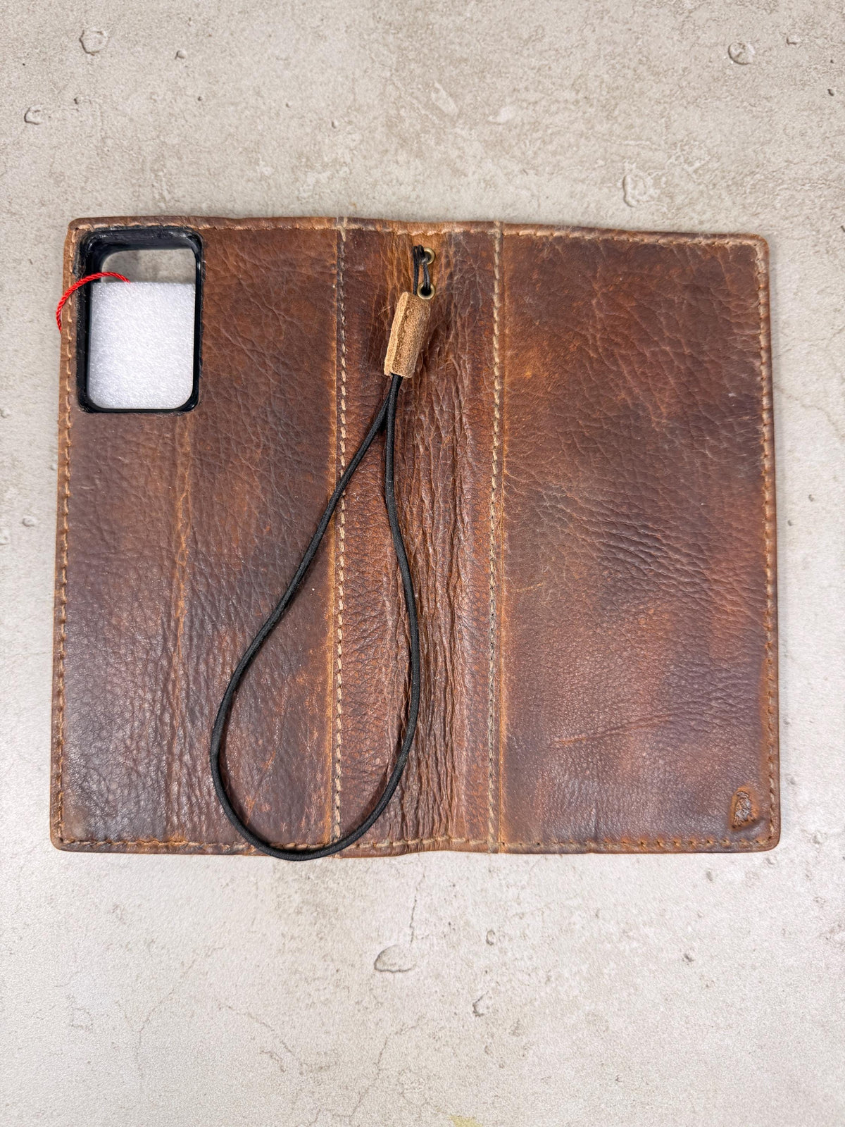 Handmade Leather Book Phone Case: Vintage Gray Blue iPhone Cover
