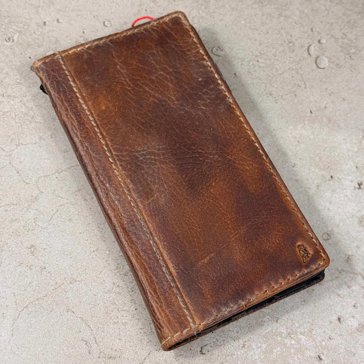 Handmade Leather Book Phone Case: Vintage Gray Blue iPhone Cover