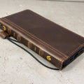 Handmade Full Grain Leather iPhone Case: Vintage Book Style, ID Window, Card Slots