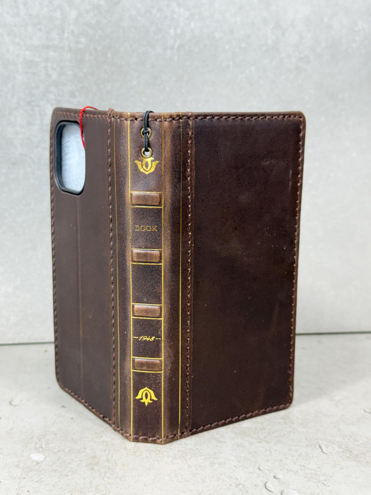 Genuine Leather Google Pixel Wallet Case: Vintage Bear Paw Design
