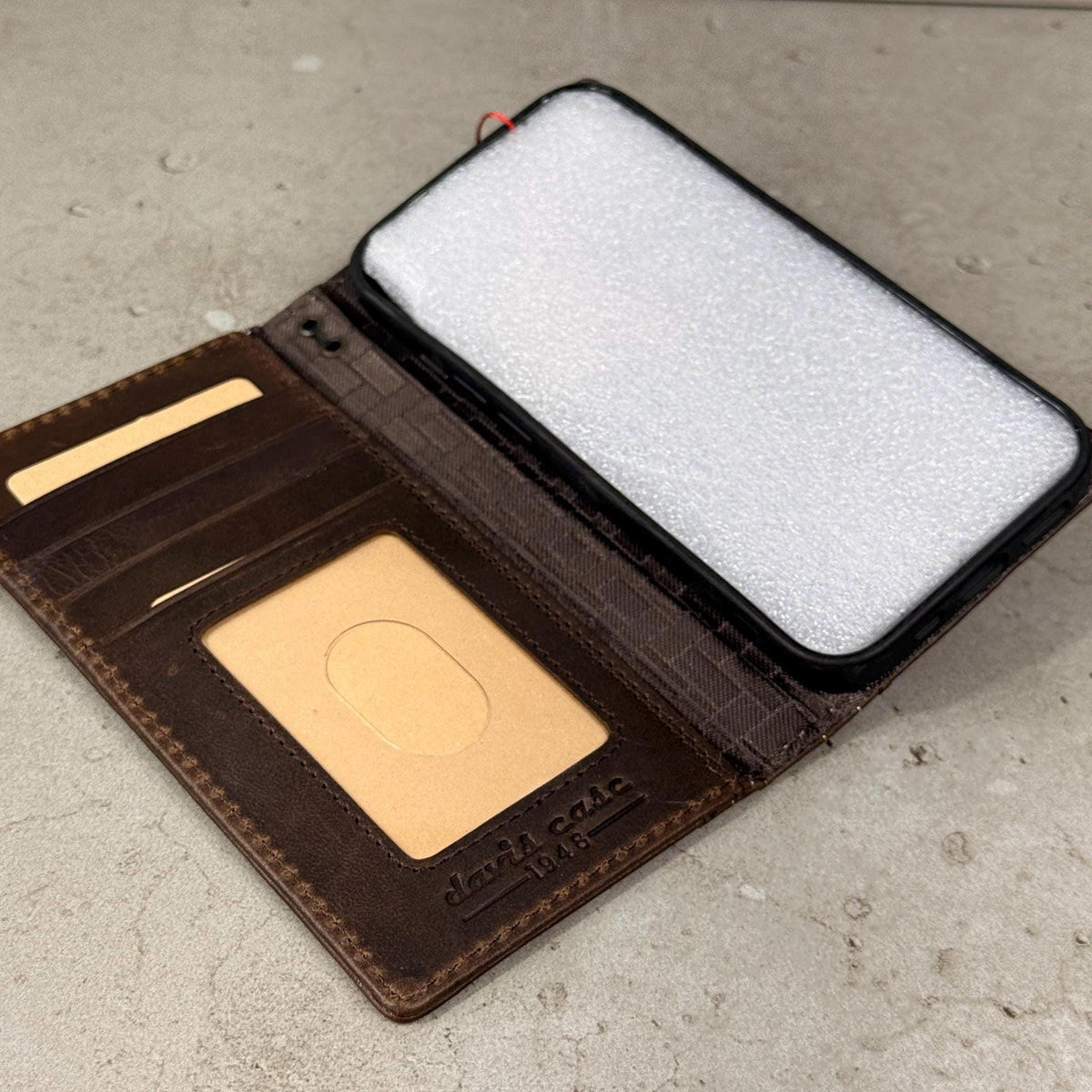 Genuine Leather Google Pixel Wallet Case: Vintage Bear Paw Design