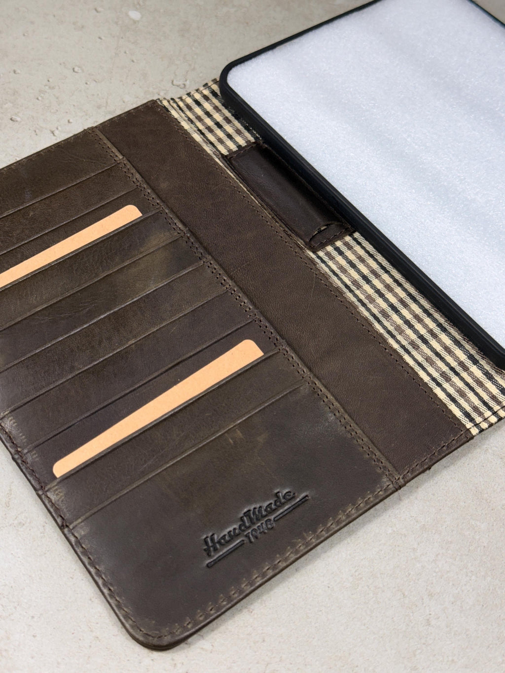 Handmade Leather iPad Cover, Book Style Case with Pen Holder