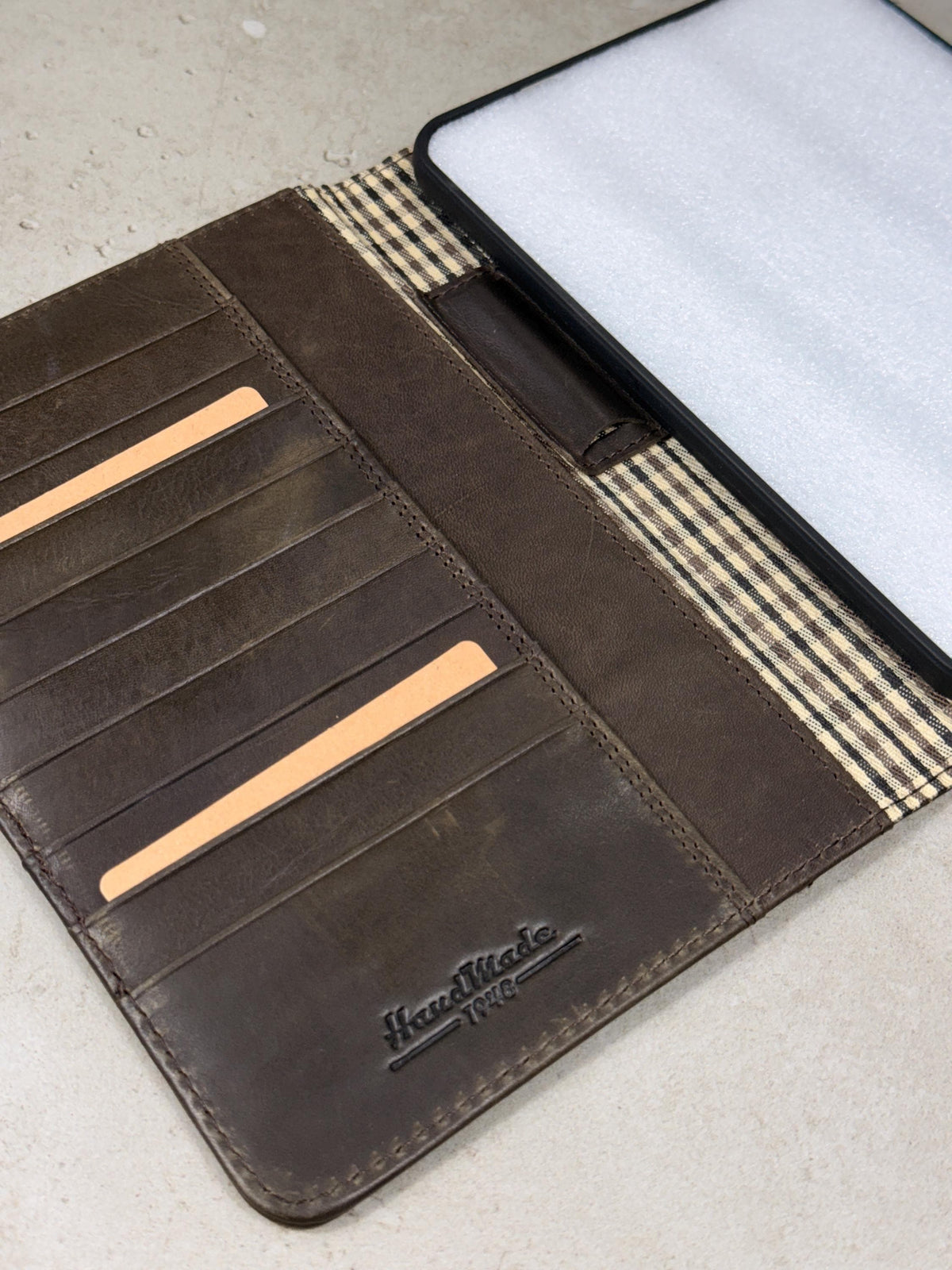 Handmade Leather iPad Cover, Book Style Case with Pen Holder