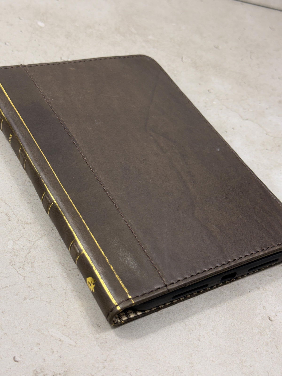 Handmade Leather iPad Cover, Book Style Case with Pen Holder