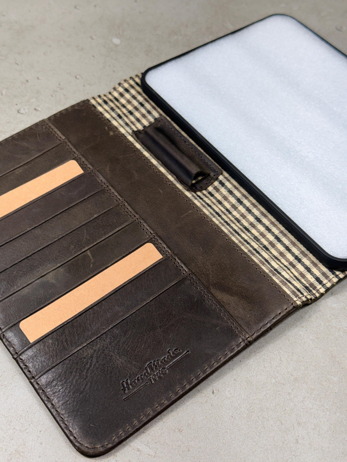 Handmade Leather iPad Cover, Book Style Case with Pen Holder