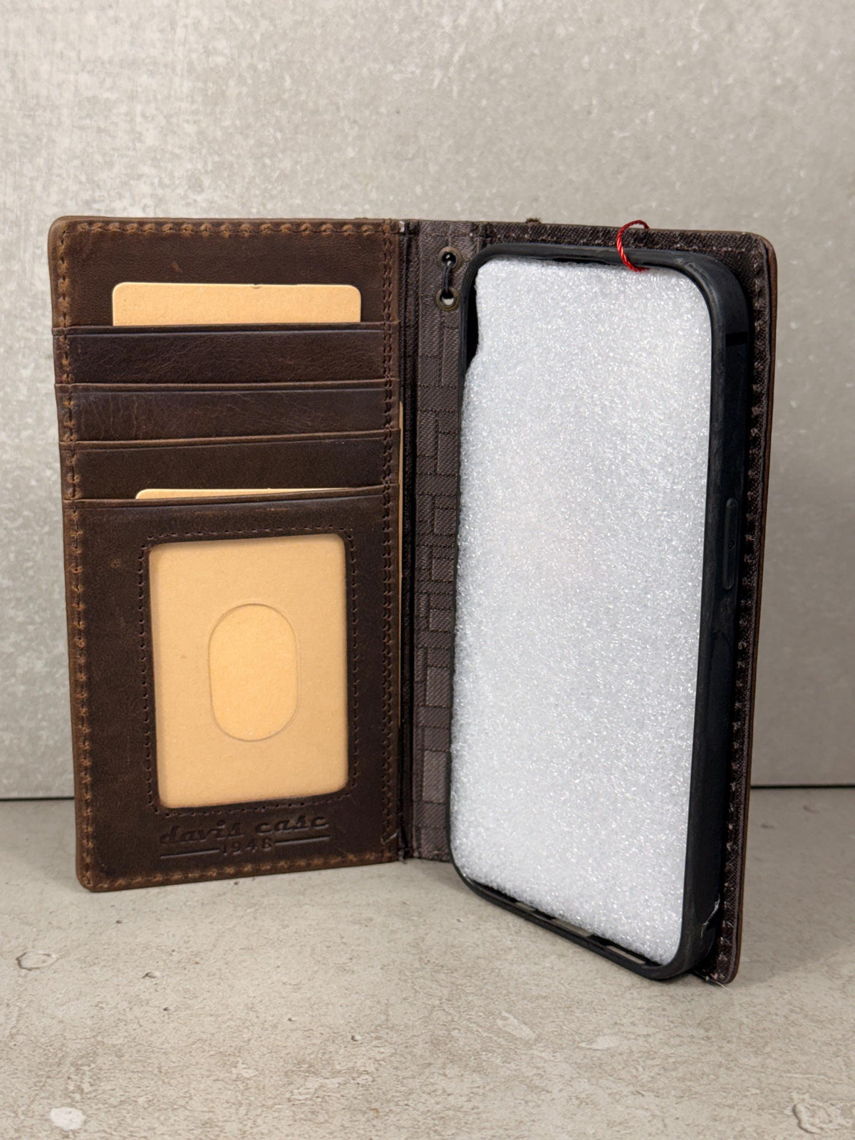Handmade Full Grain Leather iPhone Case: Vintage Book Style, ID Window, Card Slots