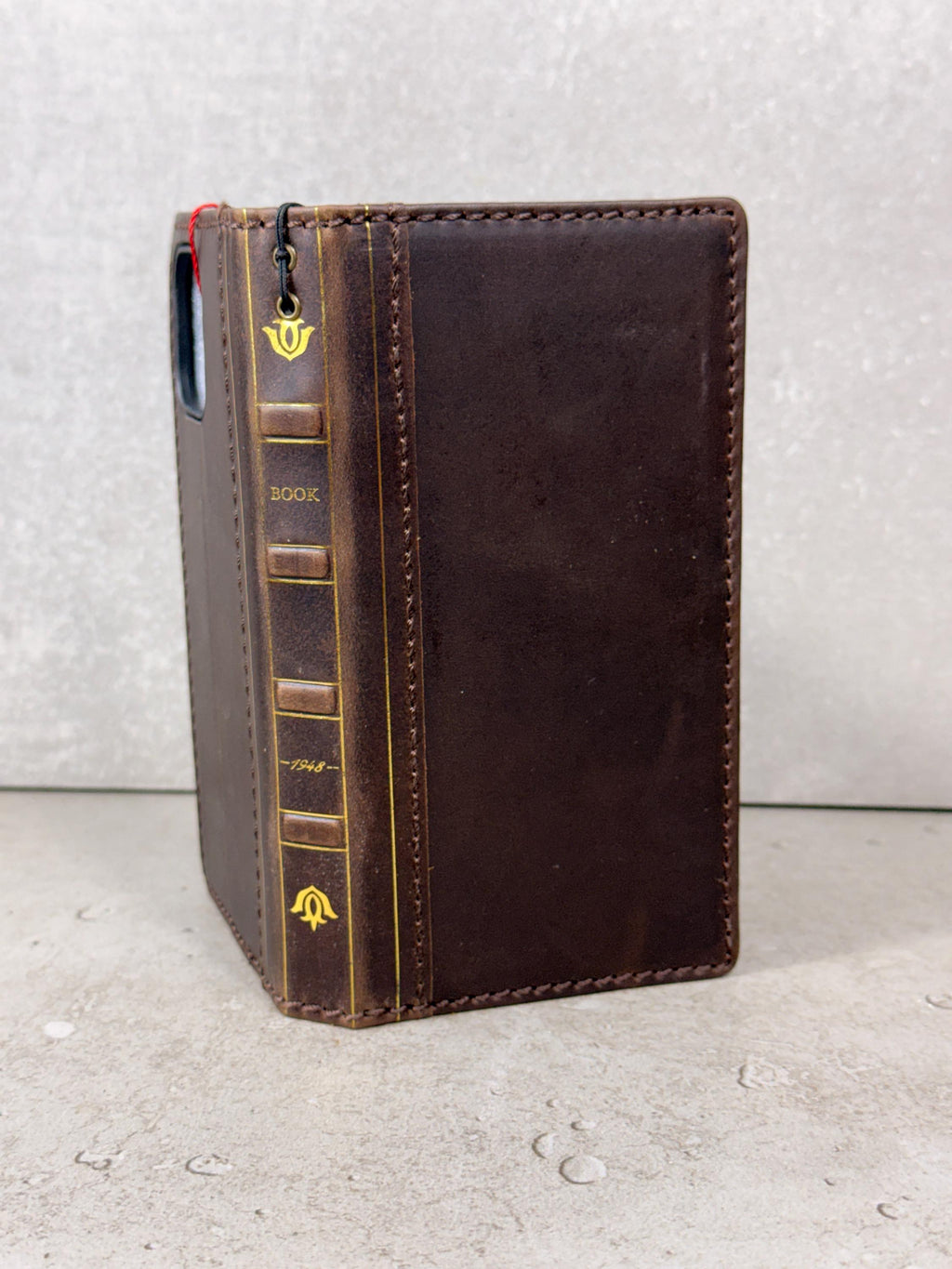 Genuine Leather Google Pixel Wallet Case: Vintage Bear Paw Design