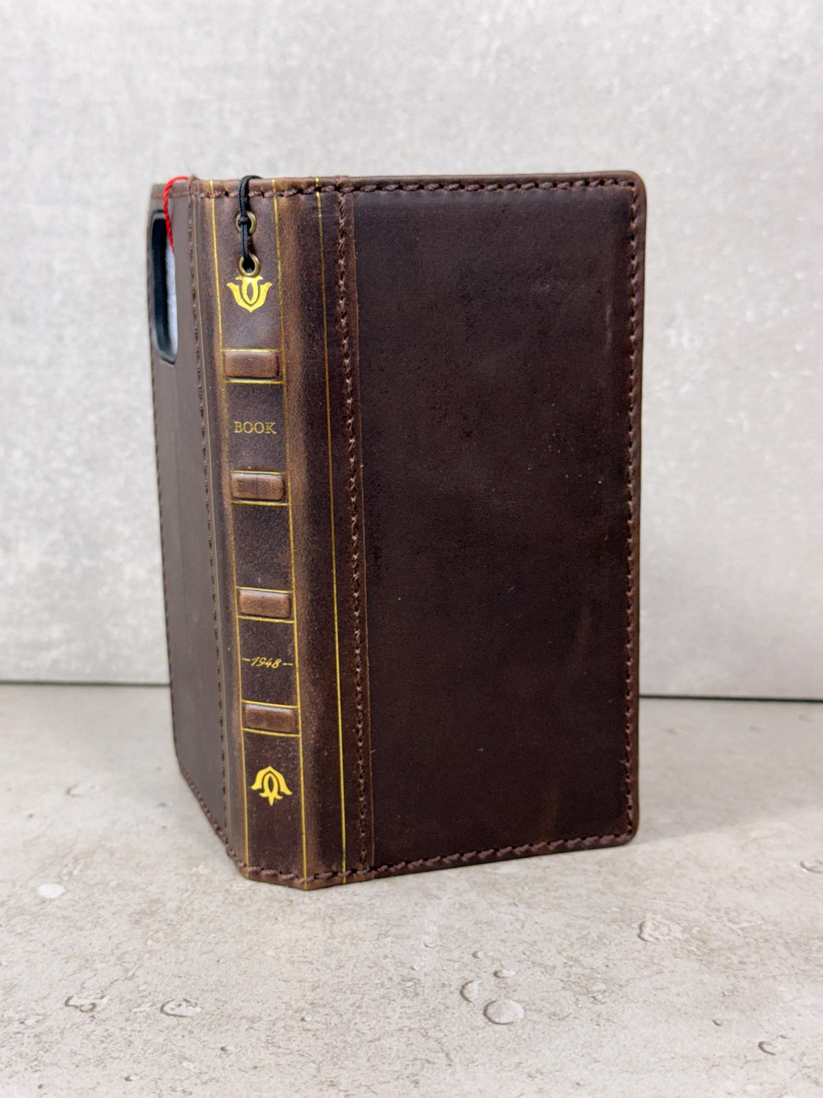 Genuine Leather Google Pixel Wallet Case: Vintage Bear Paw Design
