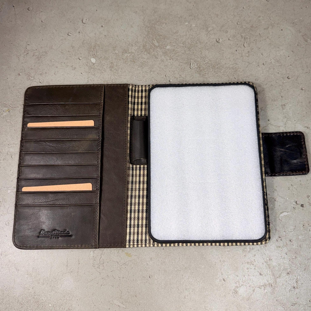 Handmade Leather iPad Cover, Book Style Case with Pen Holder