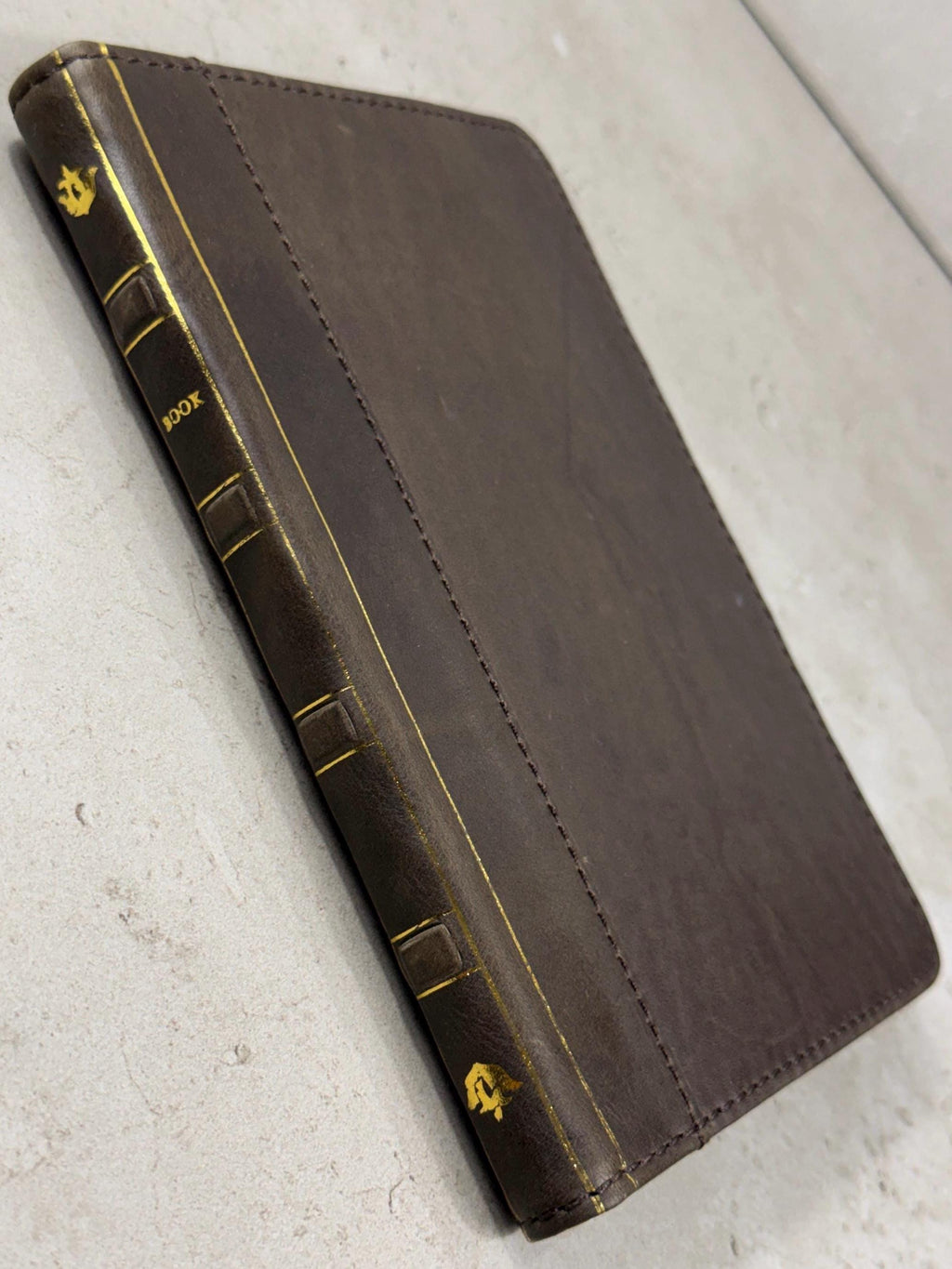 Handmade Leather iPad Cover, Book Style Case with Pen Holder