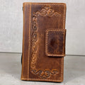 Handmade Leather Wallet Case: Magnetic Book Cover with Card Slots