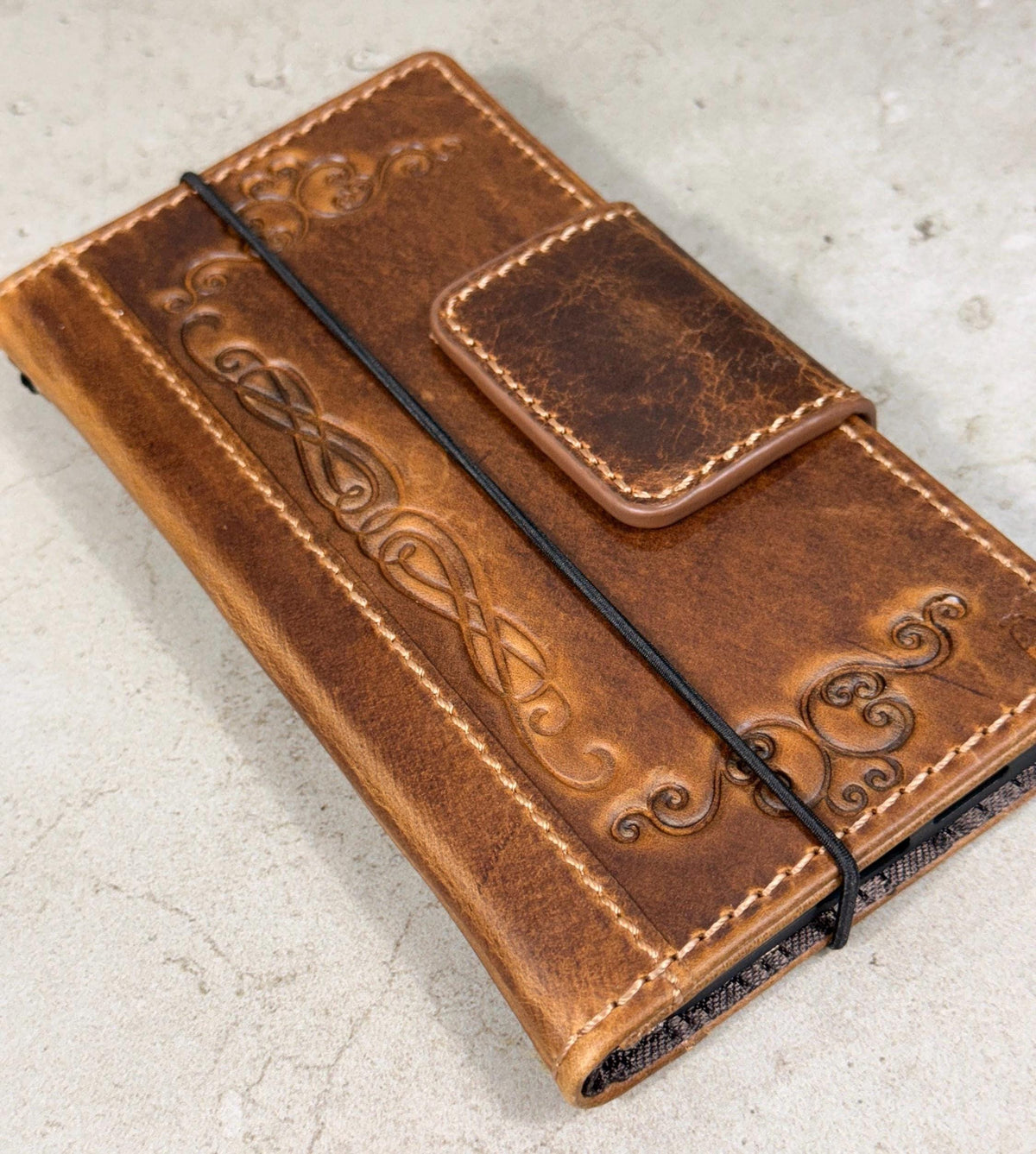 Handmade Leather Wallet Case: Magnetic Book Cover with Card Slots