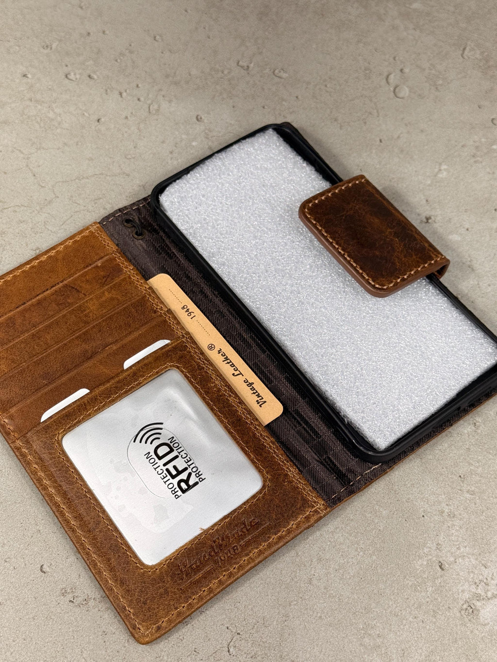 Genuine Leather iPhone Wallet Case: Magnetic Book Cover, Card Slots