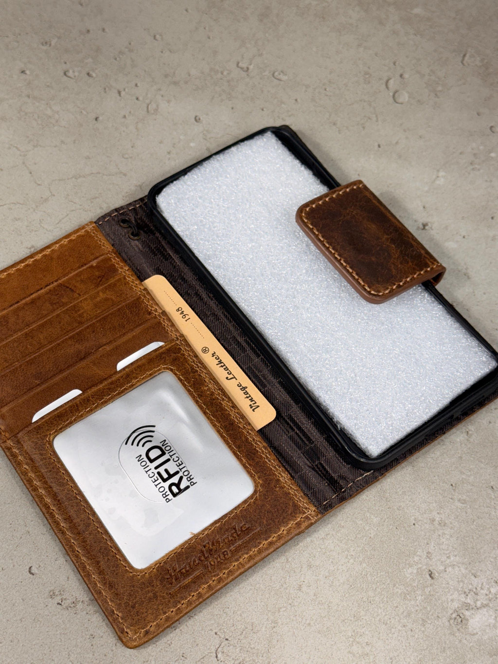 Genuine Leather iPhone Wallet Case: Magnetic Book Cover, Card Slots