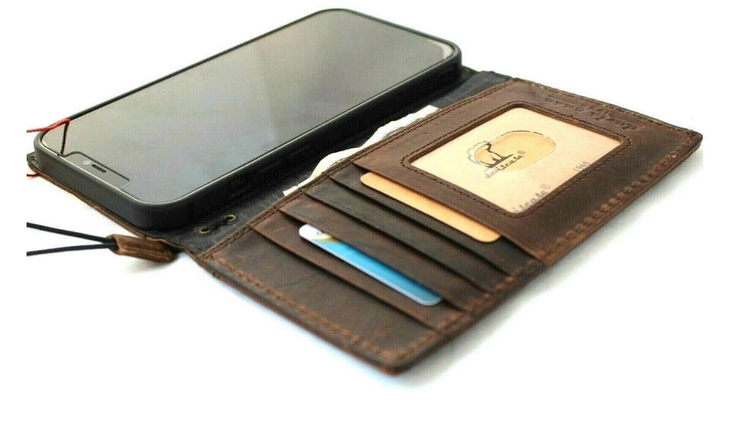 Handmade Leather Book Wallet Case for Galaxy S21 S22 S23 S24 S25 Ultra