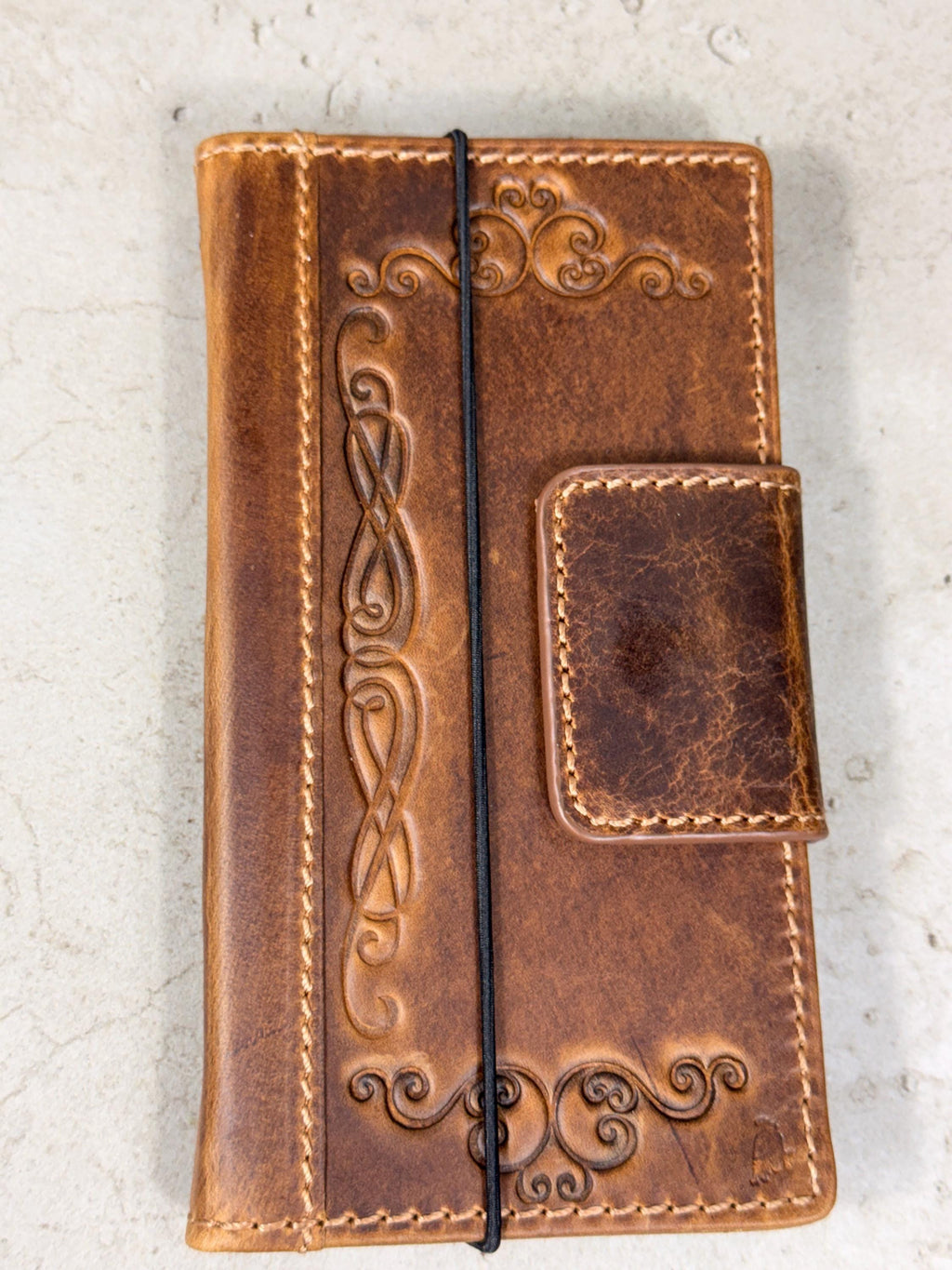 Handmade Leather Wallet Case: Magnetic Book Cover with Card Slots